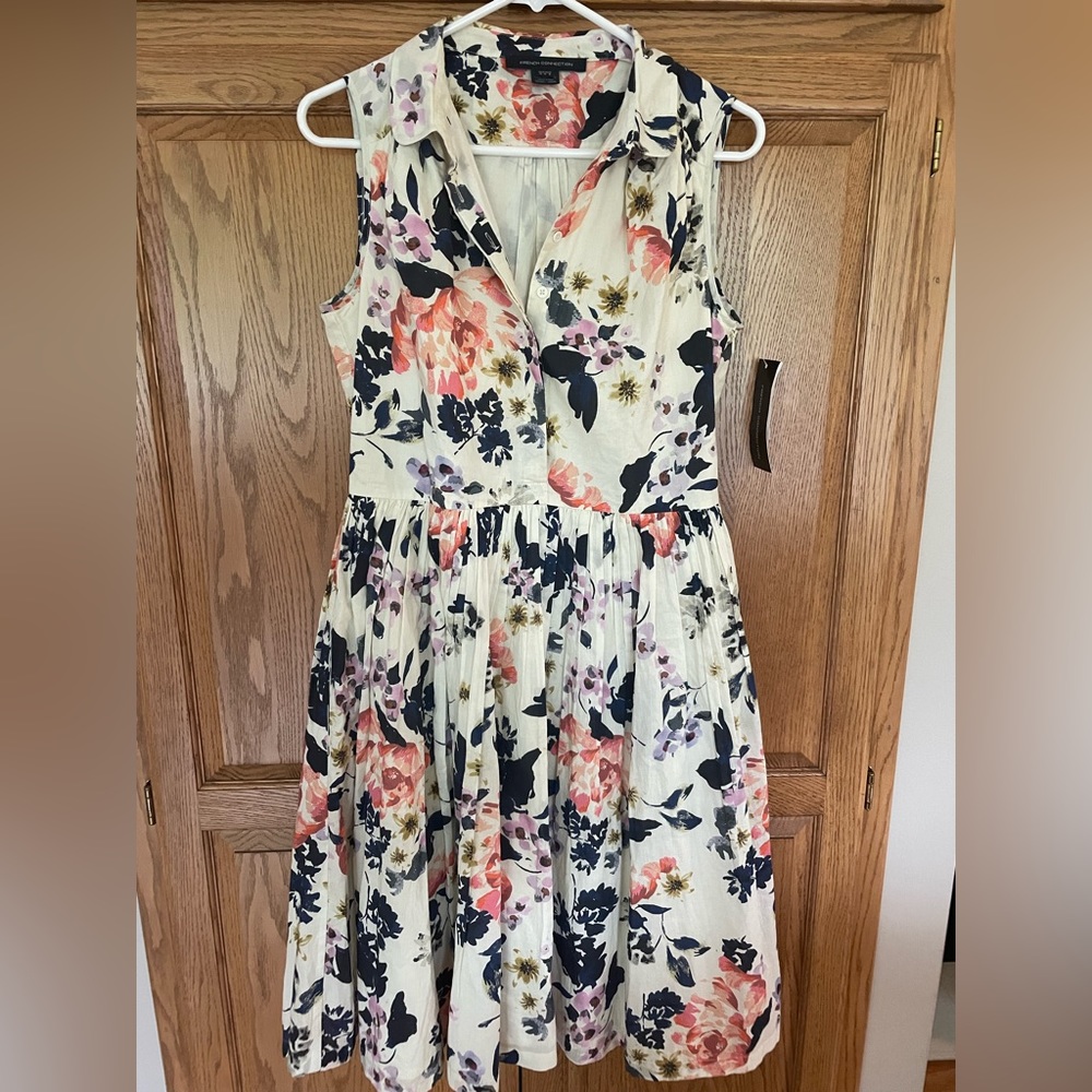 French Connection Floral Midi Dress - Cream and Pink